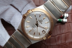 Replica Omega V6 Constellation 35mm White Dial Bezel Bracelet Watch01062