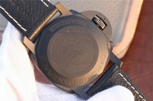 Replica Panerai PAM607 Left Handed Real Ceramic Black Leather Strap Watch00856