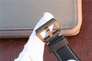 Replica Panerai PAM607 Left Handed Real Ceramic Black Leather Strap Watch00856