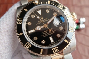 Replica Rolex Submariner 116613 Black Dial Diamonds Markers Bracelet Watch00541