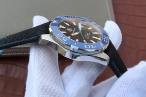 Replica Tag-Heuer AquaRacer Calibre 5 Blue Ceramic Bezel V6 Black Dial Black Nylon Strap Watch01266