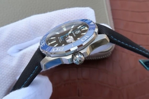 Replica Tag-Heuer AquaRacer Calibre 5 Blue Ceramic Bezel V6 Black Dial Black Nylon Strap Watch01266