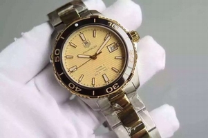 Replica Tag-Heuer Aquaracer Calibre 5 Yellow Gold Dial Bracelet Watch01338