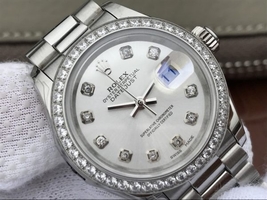 Rolex DateJust 28mm Diamonds Bezel White Dial Diamonds Markers Bracelet Watch00150