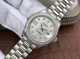 Rolex DateJust 28mm Diamonds Bezel White Dial Diamonds Rome Markers Bracelet Rolex Watch00611