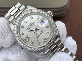 Rolex DateJust 28mm Diamonds Bezel White Dial Diamonds Rome Markers Bracelet Rolex Watch00611
