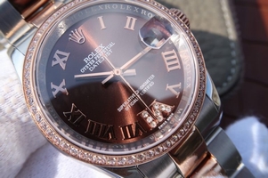 Rolex DateJust 31mm 178383 Diamonds Bezel Roman Markers Brown Dial Watch00604
