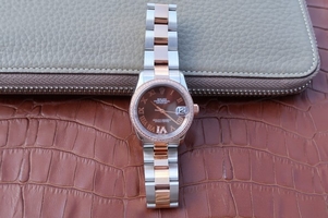 Rolex DateJust 31mm 178383 Diamonds Bezel Roman Markers Brown Dial Watch00604