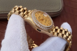 Rolex DateJust 31mm Diamonds Bezel/Markers Gold Dial Bracelet Watch01261