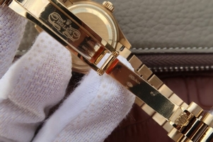 Rolex DateJust 31mm Fluted Bezel Gold Dial Bracelet Rolex Watch00056