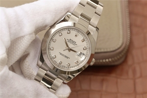 Rolex DateJust 41mm 126300 White Dial Diamonds Markers Bracelet Watch00987