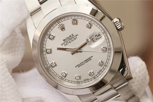 Rolex DateJust 41mm 126300 White Dial Diamonds Markers Bracelet Watch00987