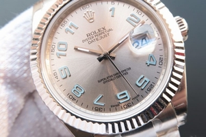 Rolex DateJust II Arabic numerals Fluted Bezel Silver Dial Bracelet Watch00983