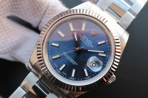 Rolex DateJust II Fluted Bezel Blue Dial Bracelet Rolex Watch00424