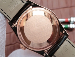 Rolex Day-Date 118135 Silver Dial Black Leather Strap Rolex Watch00043