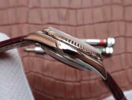 Rolex Day-Date 36mm 118139-L Red Dial Stick Markers Brown Leather Strap Watch01020
