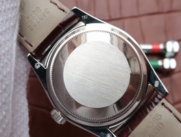 Rolex Day-Date 36mm 118139-L Red Dial Stick Markers Brown Leather Strap Watch01020