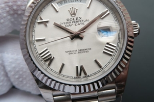Rolex Day-Date 40mm 228239 Quadrant Textured White Dial Bracelet Watch01259