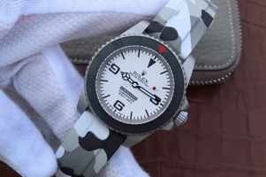Rolex Submariner Commando White Dial Ceramic Bezel Rubber Strap Watch00463