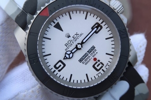 Rolex Submariner Commando White Dial Ceramic Bezel Rubber Strap Watch00463
