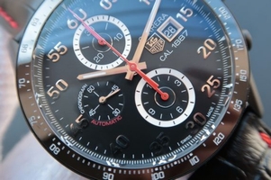 Tag-Heuer Carrera Calibre 1887 V6 Ceramic Bezel Black Dial Black Leather Strap Watch01412