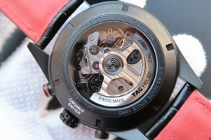 Tag-Heuer Carrera Calibre 1887 V6 Ceramic Bezel Black Dial Black Leather Strap Watch01412