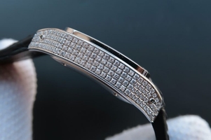 Top Cartier V6 Santos 100 41mm White Dial Diamond Bezel Black Leather Strap Watch00417