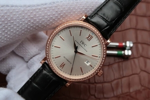 Top IWC MK Portofino IW356515 Silver Dial Diamonds Bezel Watch00770