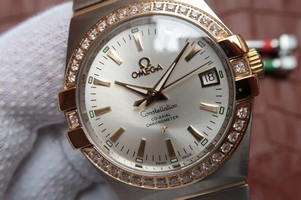 Top Omega V6 Constellation 35mm White Dial Diamonds Bezel Bracelet Omega Watch00321