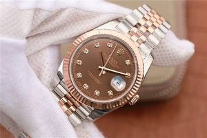 Top Replica Rolex DateJust 41mm 126331 Wrapped Brown Dial Diamonds Markers Bracelet Watch00118