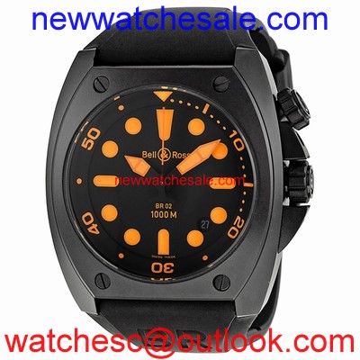 Bell and Ross Marine BR0292-ORANGE Black PVD Steel