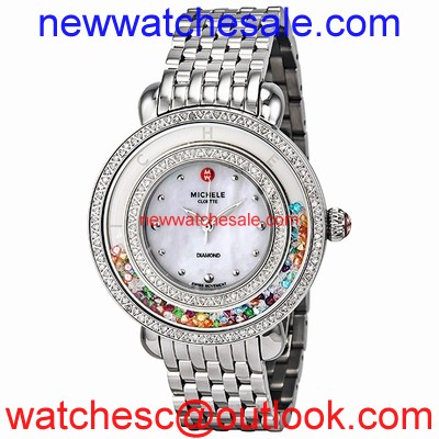 Michele MWW20G000001 Mother of Pearl with Multi-colored Topaz Jewels