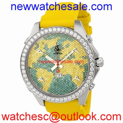 Jacob & Co. Five Time Zone JC47YB Blue and yellow diamond pave (4.5 ctw)