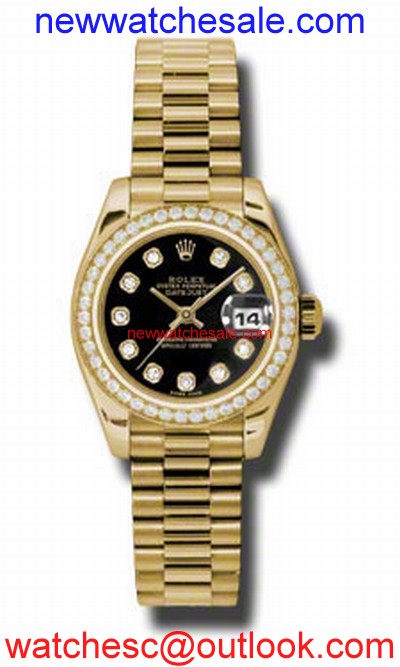 Rolex Datejust 179138BKDP Yellow Gold