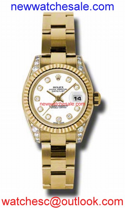 Rolex Lady Datejust 179238WDO 18kt Yellow Gold Case Set With 24 Diamonds