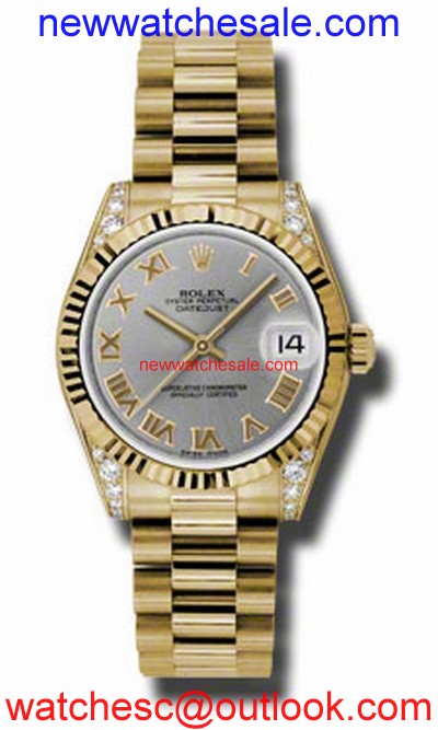 Rolex Datejust 178238GRP 18kt Yellow Gold Case. Lugs set with 24 diamonds