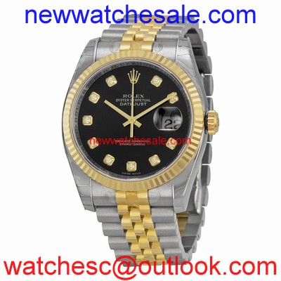 Rolex Datejust 116233-BKDJ Black With 10 Diamonds