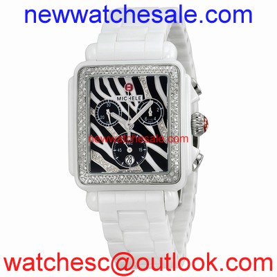 Michele Deco MWW06F000010 Black with Zebra Pattern and Diamond set