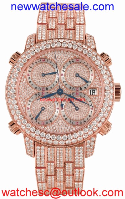 Jacob & Co. Five Time Zone h24rgDD 18k Rose Gold Pave Diamond