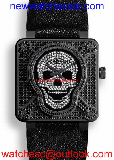 Bell and Ross Aviation BR0192-AIRBOR-FLD 259 Diamond-Set Skull Motif