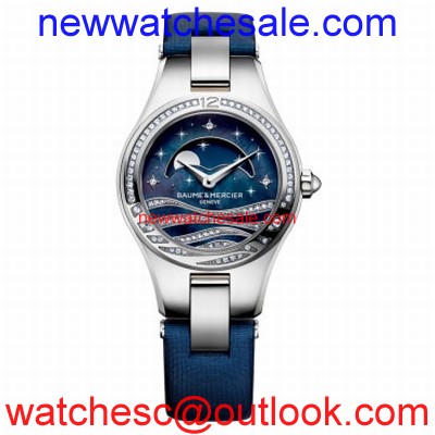 Baume et Mercier Linea 10119 Blue Mother of Pearl Set with Diamond