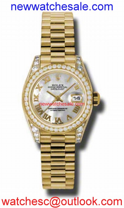 Rolex Lady Datejust 179158MRP 18k Yellow Gold Diamond Encrusted