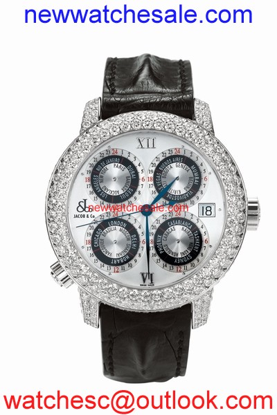 Jacob & Co. GMT World Time Automatic gMT6SSDC Stainless Steel Pave Diamond