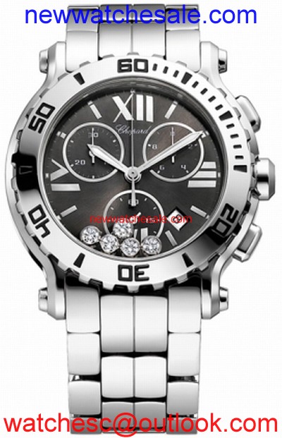 Chopard Happy Sport 288499-3008 Black Dial with 5 Floating Diamonds