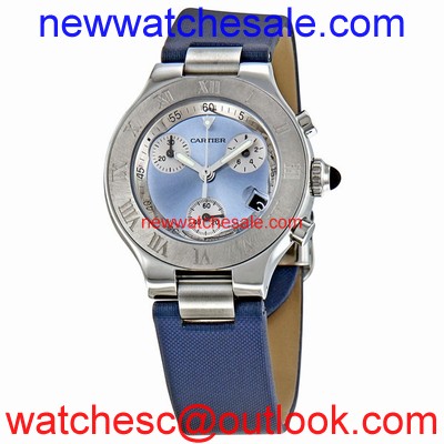Cartier Must 21 W1020013 Silvered Blue Sunburst