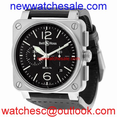Bell and Ross Aviation BR0394-BL-SI/SCA Mens