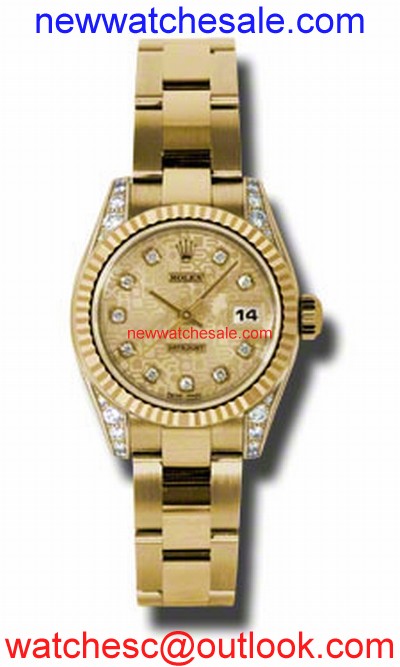 Rolex Lady Datejust 179238CJDO 18kt Yellow Gold Case Set With 24 Diamonds