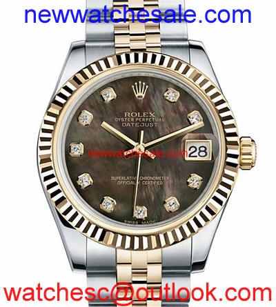 Rolex Datejust Lady 31 178273BKMDJ 18 Carat Yellow Gold and Stainless Steel