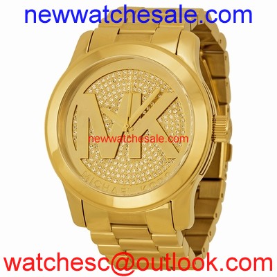 Michael Kors Runway MK5706 Gold Crystal Pave with Oversized Embossed MK