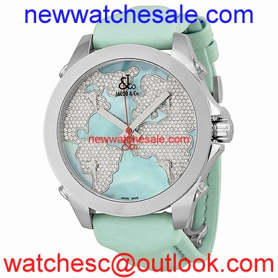 Jacob & Co. Five Time Zone JCM47WM Blue mother of pearl dial with diamond continents